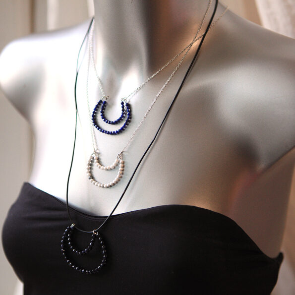 gemstone moon bead necklace next romance jewellery australia howlite marble white blue