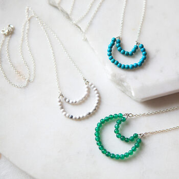 gemstone moon bead necklace next romance jewellery australia howlite marble white blue green