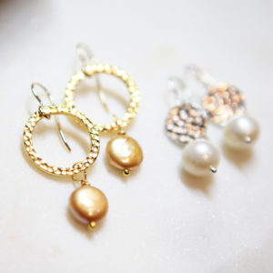 hammer hoop and pearl earringsgold next romance jewellery