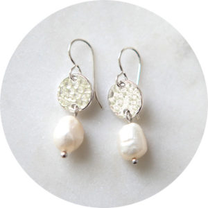 pearl silver drop earrings