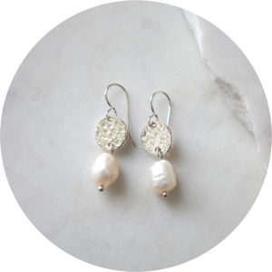 pearl silver drop earrings