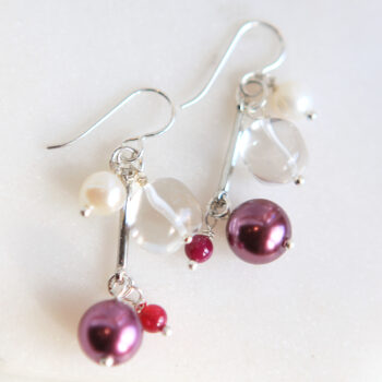 pink pearl bead bar cluster earrings new next romance jewellery australian design