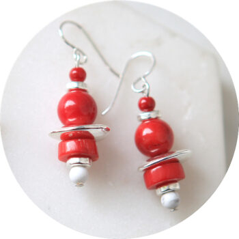 red bead bar earrings coral silver unique new next romance jewellery