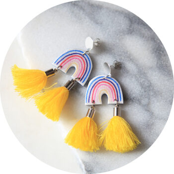yellow tassel rainbow earrings unique jewelry next romance australian made