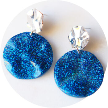 blue resin glitter wave earrings next romance jewellery australia