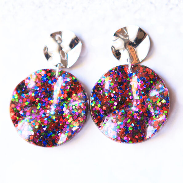 confetti multi resin glitter unique handmade wave earrings next romance jewellery australia