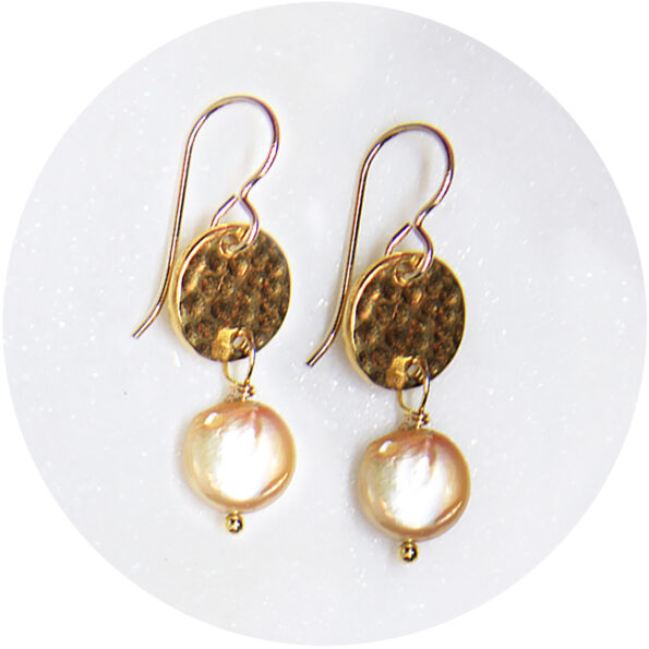 hammered gold Pearl earrings NEXT ROMANCE jewellery
