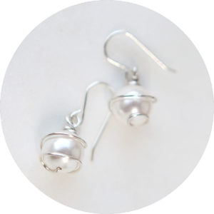 pearl wrapped in sterling silver earrings next romance jewellery handmade original jewellery australia