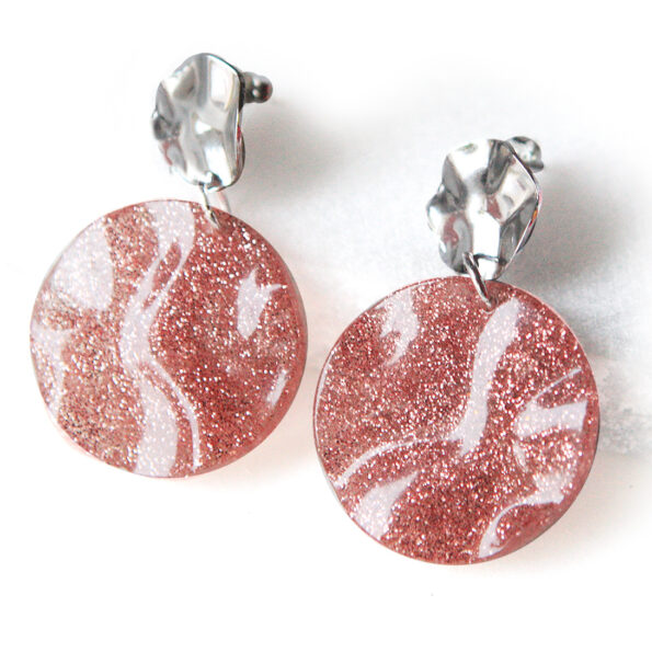 pink glitter wave earrings CROP NEXT ROMANCE jewellery australia crop