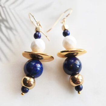 gemstone bar earrings next romance jewellery handmade australia marble howlite lapis gold plated ceramic beads