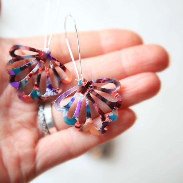 teal butterfly earrings long drop colourful new next romance jewellery australian handmade