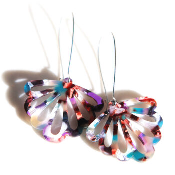 teal purple LONG drop butterfly multi-coloured party earrings next romance jewellery australian maker designer