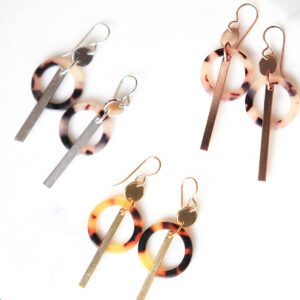 tortise shell circle and silver bar earrings NEXT ROMANCE jewellery all made in australia