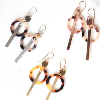 tortise shell circle and silver bar earrings NEXT ROMANCE jewellery all made in australia