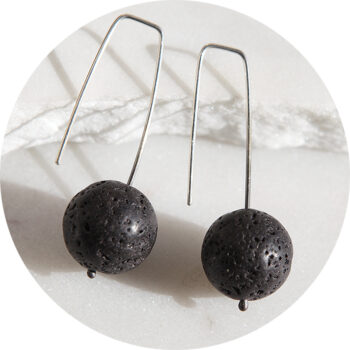 black volcanic sterling silver earrings drop square hooks next romance jewellery