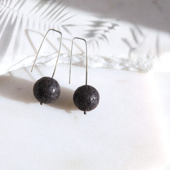 black volcanic sterling silver earrings drop square hooks next romance jewellery