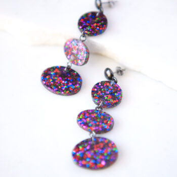 confetti triple drop resin unique earrings new next romance jewellery matt finish
