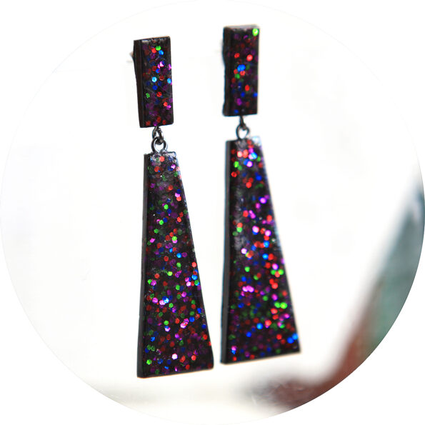 resin handmade dark confetti rhombus earrings next romance jewellery australia