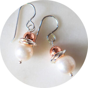 galaxy pearl earrings with rose gold bead next romance jewellery australia