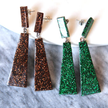 resin handmade dark confetti rhombus earrings next romance jewellery australia