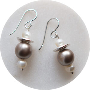 grey pearl mini galaxy earrings silver new next romance unique handmade earrings melbourne australia