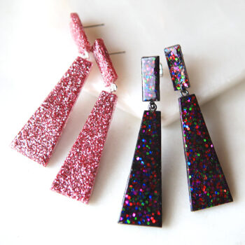 resin handmade dark confetti rhombus earrings next romance jewellery australia