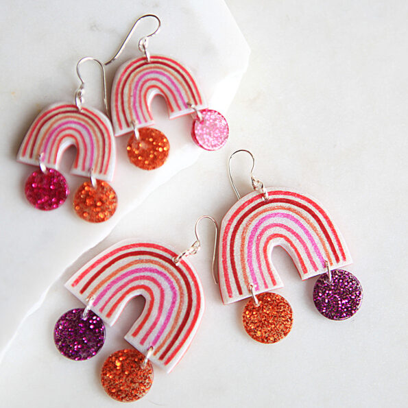 iso rainbow Little Hope earrings with a pot of glitter at the end new next romance jewellery australia