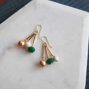 gold pearl emerald light earrings next romance jewellery australia