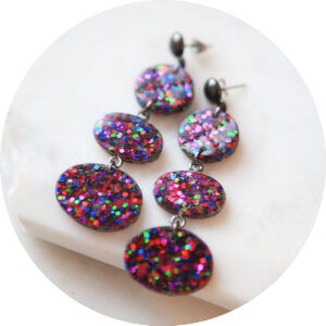 triple resin confetti dangley drop original earrings matt finish new next romance jewellery australia