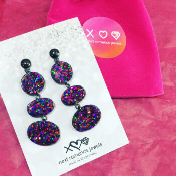 triple resin confetti dangley drop original earrings matt finish new next romance jewellery australia