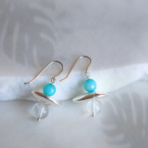 aqua galaxy silver earrings crystal with LEAF bgd NEW next romance jewellery handmade in melbourne australia