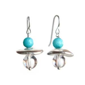 aquamarine ceramic and crystal galaxy earrings handmade by Vicki Leigh Jeweller next romance melbourne designer
