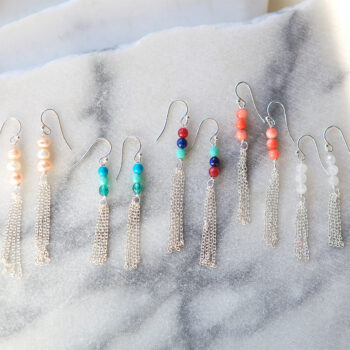 chain tassel gemstone earrings ALL petite silver jewellery wedding bridesmaid next romance