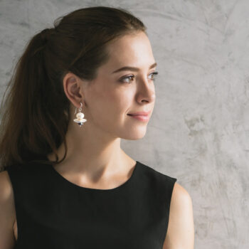 pearl earrings silver GALAXY model image by next romance jewellery australia design celebrity bespoke fashion jewellery