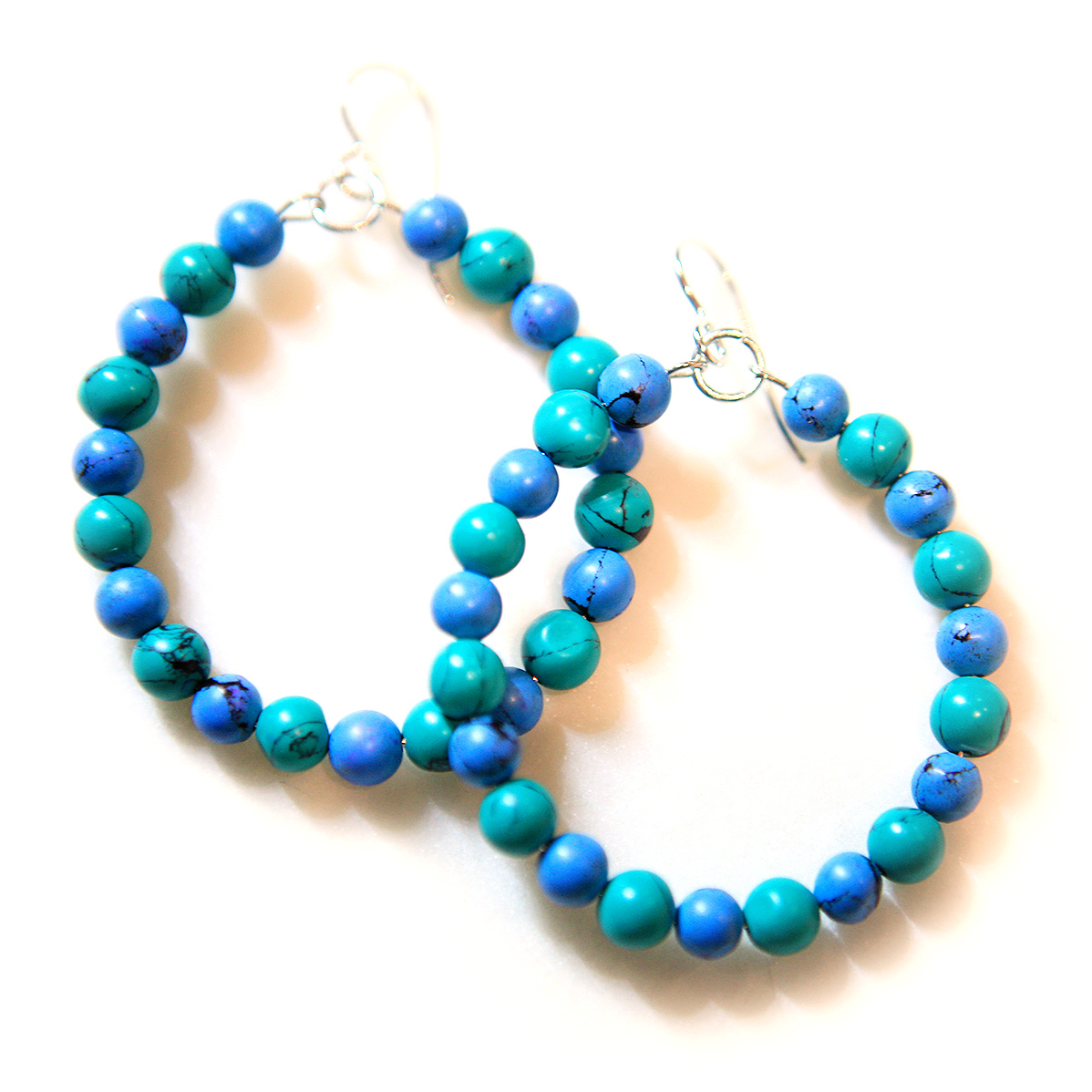 Turquoise Bead HOOP earrings Bigger 6-7mm beads – Colourful and unique ...