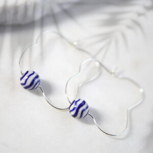 little fluffy clouds sterling silver hoop earrings with stripe blue bead be next romance jewellery vicki leigh australia