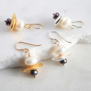 new pearl gold silver small pearl galaxy earrings next romance jewellery australia