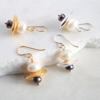 new pearl gold silver small pearl galaxy earrings next romance jewellery australia