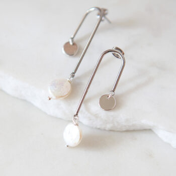 pearl coin arch mobile earrings dangle earrings pearl goddess next romance jewellery australia