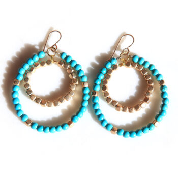 turquoise gold double hoop earrings gold NEXT ROMANCE jewellery australian designs