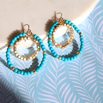 turquoise gold double hoop earrings gold NEXT ROMANCE jewellery australian designs