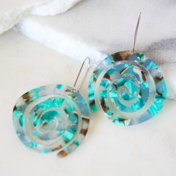 SPIRAL GREEN resin-style earrings new next romance jewellery