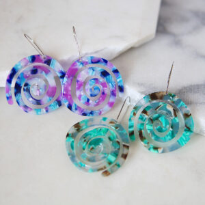 SPIRAL Purple GREEN resin-style earrings new next romance jewellery