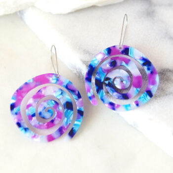 SPIRAL Purple GREEN resin-style earrings new next romance jewellery