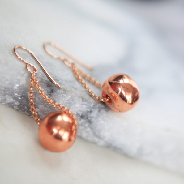 Coppertone ceramic bead EARRINGS. Handmade crafted in Australia, Melbourne. These are ceramic beads on a gold filled chain & hook. Diff lengths available on request. Limited Editions by next romance jewellery. handmade in Australia.⁠