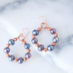 copper pearl hoop bead earrings new next romance jewellery