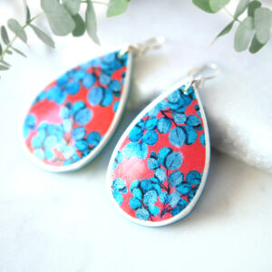 eucalyptus blue RED crop next romance jewellery australian made earrings flora sml
