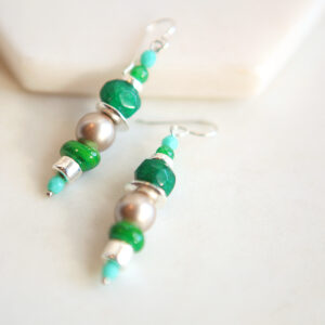 gemline raw emerald pearl bead bar earrings unique original jewellery handmade in australia New Next Romance