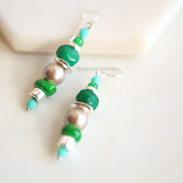 gemline raw emerald pearl bead bar earrings unique original jewellery handmade in australia New Next Romance