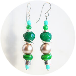 gemline raw emerald pearl bead bar earrings unique original jewellery handmade in australia New Next Romance